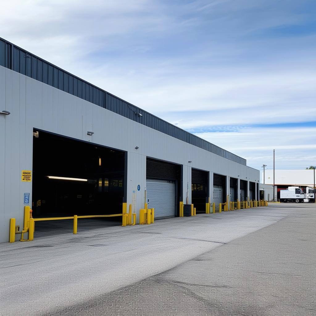 Exterior view of a loading dock Exterior view of a loading dock