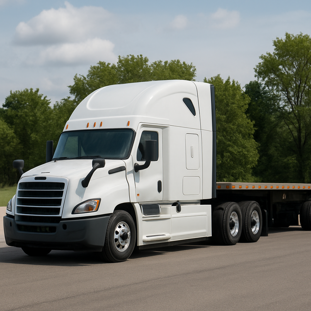 Class 8 Tractor with a Flatbed Trailer-1